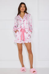 Goodnight Kisses Satin Pyjama Shirt Pink