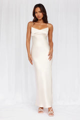 The Samara Satin Maxi Dress Pearl