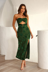 Hottest Friend Mesh Strapless Maxi Dress Green