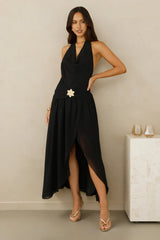 Driftwood Dream Halter Maxi Dress Black