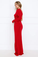 Luxe Atelier One Shoulder Maxi Dress Red