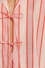 Aaliyah Tie Front Top - Pink Stripe