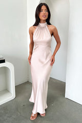 Daphne High Neck Maxi Dress - Champagne