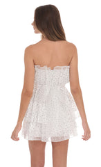 Tiered Polka Dot Strapless Dress in White