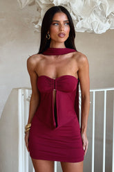 Eden Strapless Mini Dress - Burgundy