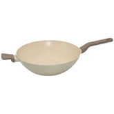 GUSTO CASA - Padella Wok in alluminio pressato Beige Linea Diamante diametro 32 cm