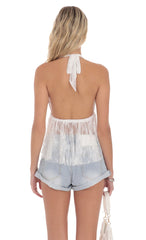 Lace Babydoll Halter Top in White
