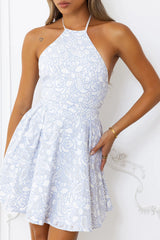 Daydream Believer Halter Mini Dress Blue