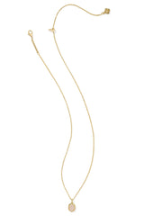 Daphne Gold Framed Short Pendant Necklace  Iridescent Drusy