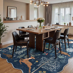 Javelle Washable Jungle Animal Fauves Blue Rug Area Rugs Lahome 6' x 9'