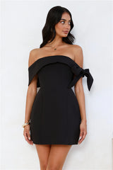 Seashell Dream Off Shoulder Mini Dress Black
