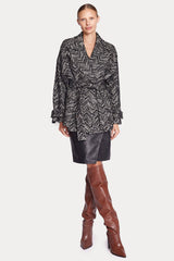 Berenice Mael Desenli Kuşaklı Kaban-Libas Trendy Fashion Store