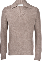 Gran Sasso Skipper Polo Fisherman's Rib Merino Varm Grå