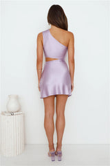 Dreamcatcher Satin One Shoulder Mini Dress Purple