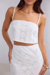 Island Calm Embroidered Crop Top White