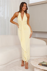 Mixing It Up Halter Maxi Dress Yellow