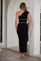 Sculpt One Shoulder Maxi Dress Black