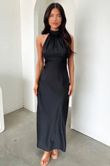 Daphne High Neck Maxi Dress - Black