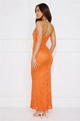 Soft Sweet Lace Maxi Dress Orange
