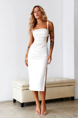 Bet U Wanna Satin Midi Dress Champagne