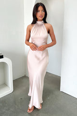 Daphne High Neck Maxi Dress - Champagne