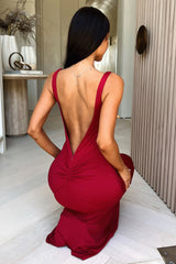 Lilo Keyhole Backless Maxi Dress - Burgundy