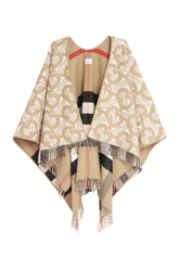 Mantella in lana con logo jacquard