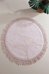 Lora Yuvarlak Banyo Paspası %100 Pamuk 90x90 Pembe