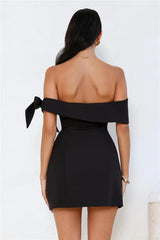 Seashell Dream Off Shoulder Mini Dress Black