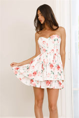 Love Amongst Roses Strapless Mini Dress White