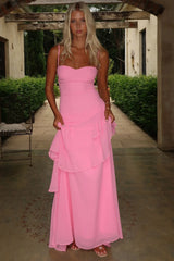 Anais Tiered Ruffle Maxi Dress - Pink