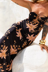 Harvesting Dreams Strapless Satin Maxi Dress Black