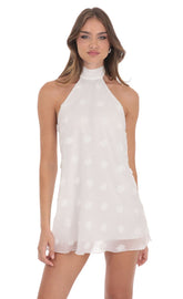 Florette Halter Shift Dress in White