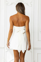 Like A Dream Off Shoulder Satin Mini Dress Ivory