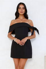 Seashell Dream Off Shoulder Mini Dress Black