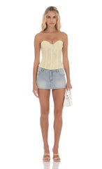 Strapless Lace Corset Top in Yellow
