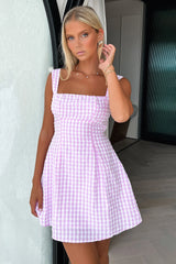 Bransley Square Neck Mini Dress - Pink/White