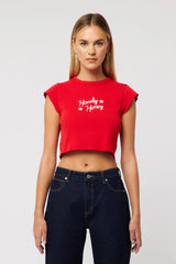 Abrand 90s Rib Cut Off Tee - Red