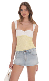 Two-Toned Lace Top in Yellow