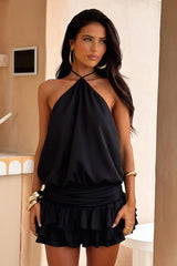 Latina Open Back Mini Dress - Black