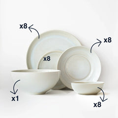 8 Kişilik Stoneware Yemek Takımı - İnci Beyaz