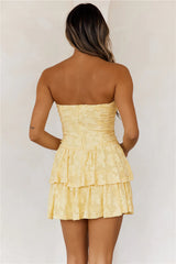 Desert Bloom Strapless Mini Dress Yellow