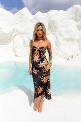 Harvesting Dreams Strapless Satin Maxi Dress Black