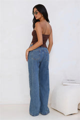 Sunset Spritz Strapless Top Brown