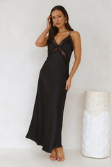 Ultimate Love Satin Slip Maxi Dress Black