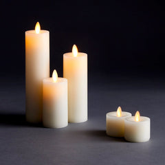 LIGHTLi Moving Flame Advanced Battery-Operated LED Indoor Wax Pillar Candle, 3-1/2" x 7", Ivory