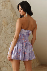 Cloud Of Dreams Strapless Mini Dress Purple