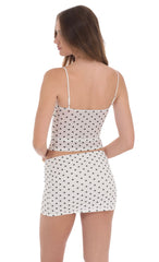 Twist Polka Dot Mesh Two Piece Set in White