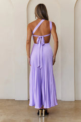 Ros�� Reverie One Shoulder Satin Maxi Dress Lilac