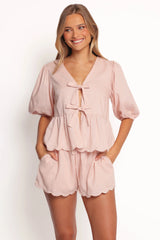 Zarie Scalloped Short Set - Light Pink